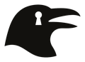 Corvaux mark — a crow in profile with a keyhole eye