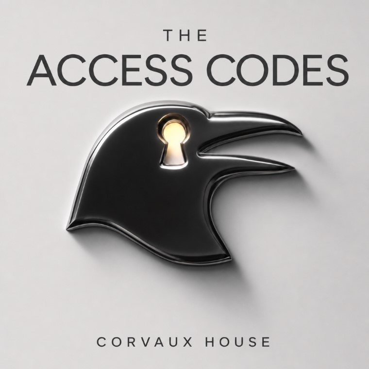 The Corvaux plate — a glossy black crow's head with a glowing golden keyhole eye